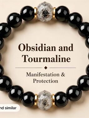 Arpurraina Black obsidian & tourmaline Stone Beaded Bracelet